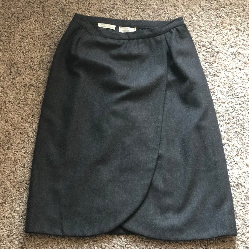 Vintage Charcoal Wool Valentino Skirt